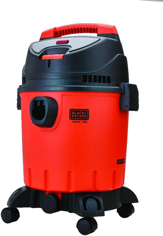 BLACK & DECKER 1400W 20 Liter Wet and Dry Tank Drum Vacuum Cleaner, Orange/Black - WDBD20-B5