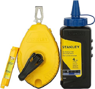 STANLEY 30M CHALK LINE SET WITH 115GRS CHALK AND LEVEL