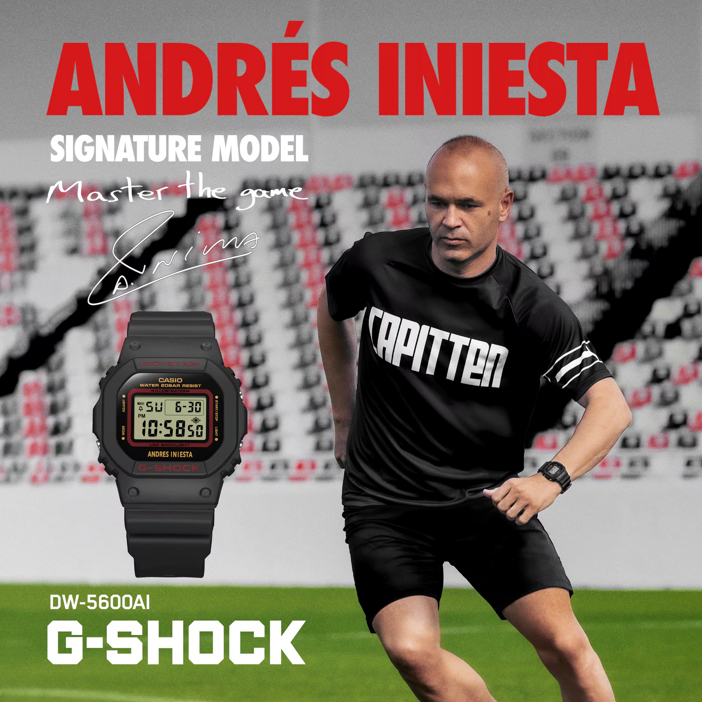 WORLD CLASS PROFESSIONAL FOOTBALL PLAYER ANDRÉS INIESTA SIGNATURE MODEL DW-5600AI-1DR