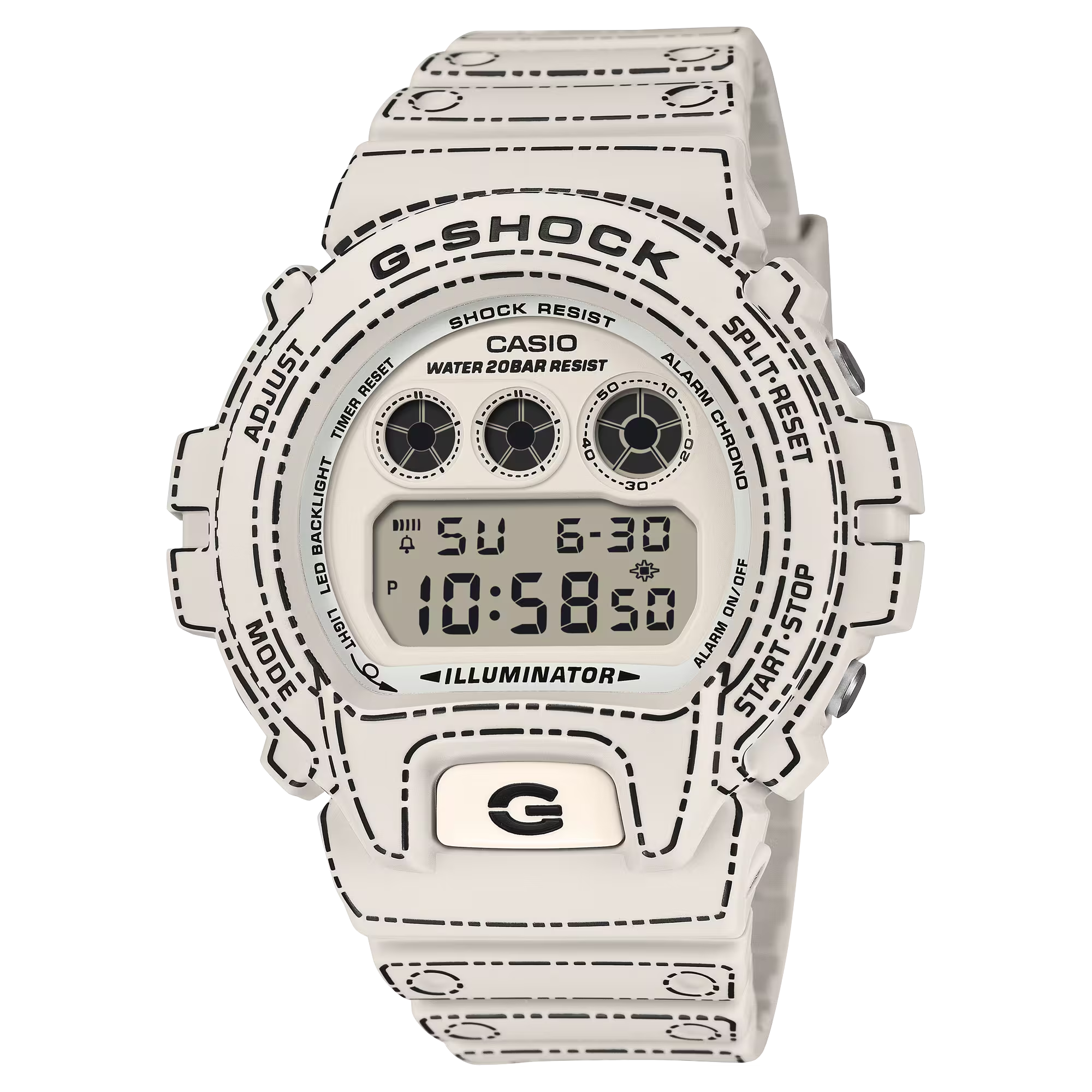 G-SHOCK G-8100 ホワイト デュアルイルミネーター 電波新品 Y2K G-SHOCK Casual Digital Men Origami inspired Watch DW-6900RGM-5DR