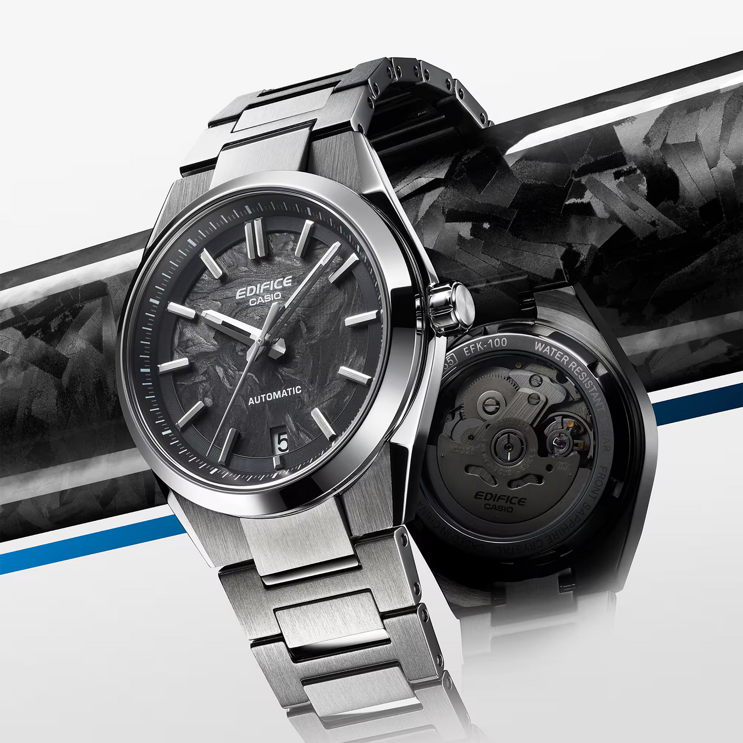 EDIFICE EFK-100CD-1ADR FORGED CARBON AUTOMATIC MENS WATCH
