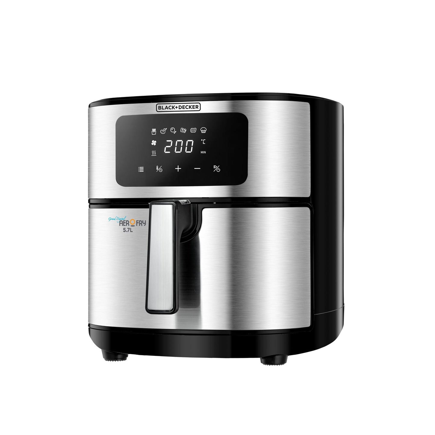 BLACK & DECKER 7.2L, 6 in 1 Air Fryer, Digital Touch Control, Rapid Air Convection, Non-Stick, Adjustable Temp, Auto-Off, Cool-Touch Handle, Dishwasher Safe, Premium Stainless-Steel Finish- AF7257-B5