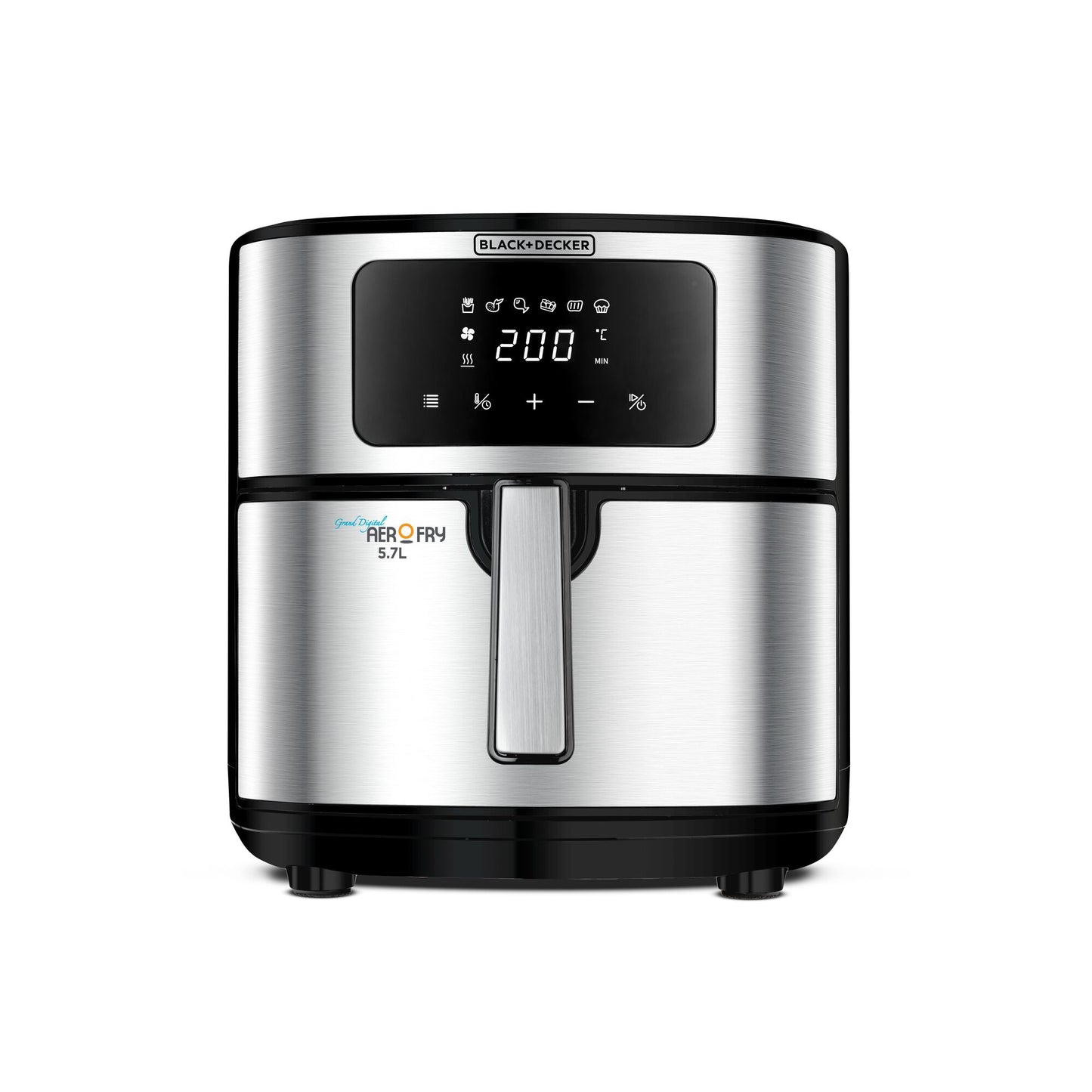 BLACK & DECKER 7.2L, 6 in 1 Air Fryer, Digital Touch Control, Rapid Air Convection, Non-Stick, Adjustable Temp, Auto-Off, Cool-Touch Handle, Dishwasher Safe, Premium Stainless-Steel Finish- AF7257-B5