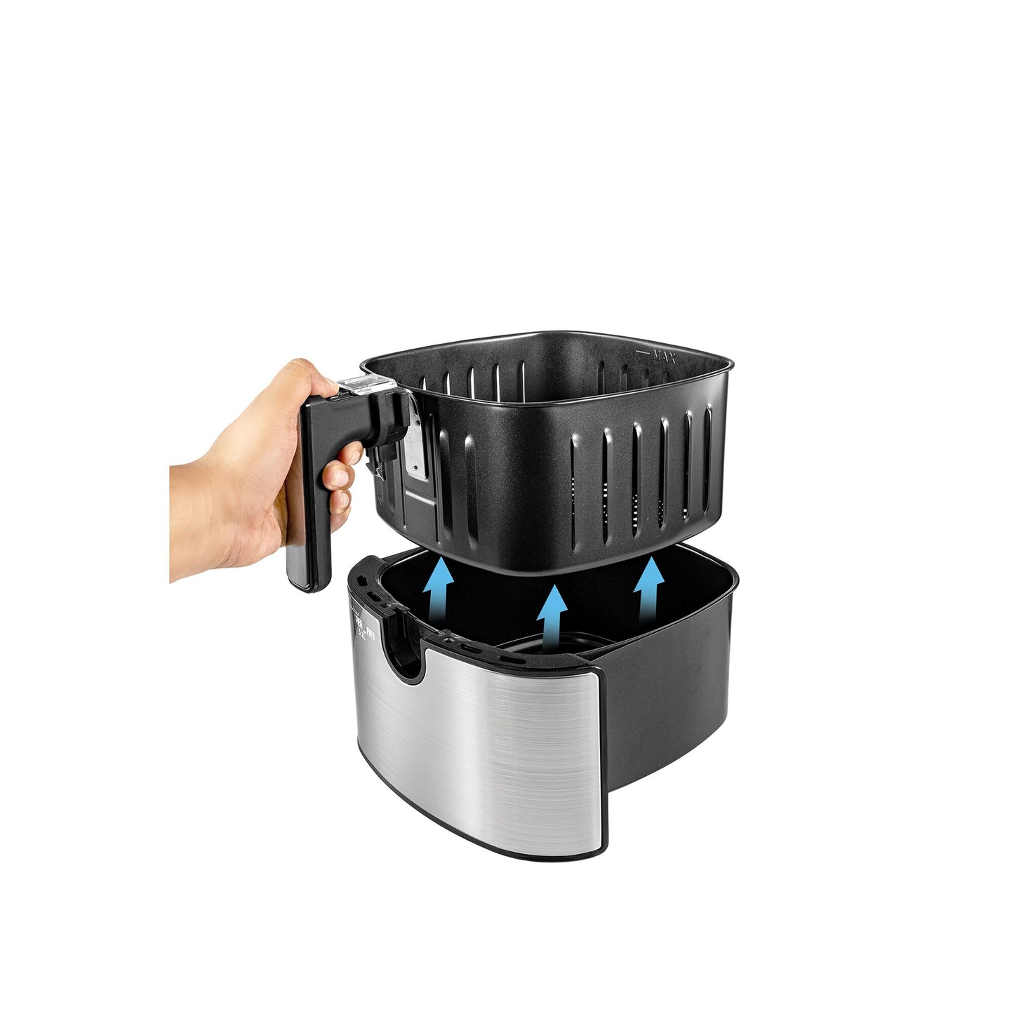 BLACK & DECKER 7.2L, 6 in 1 Air Fryer, Digital Touch Control, Rapid Air Convection, Non-Stick, Adjustable Temp, Auto-Off, Cool-Touch Handle, Dishwasher Safe, Premium Stainless-Steel Finish- AF7257-B5