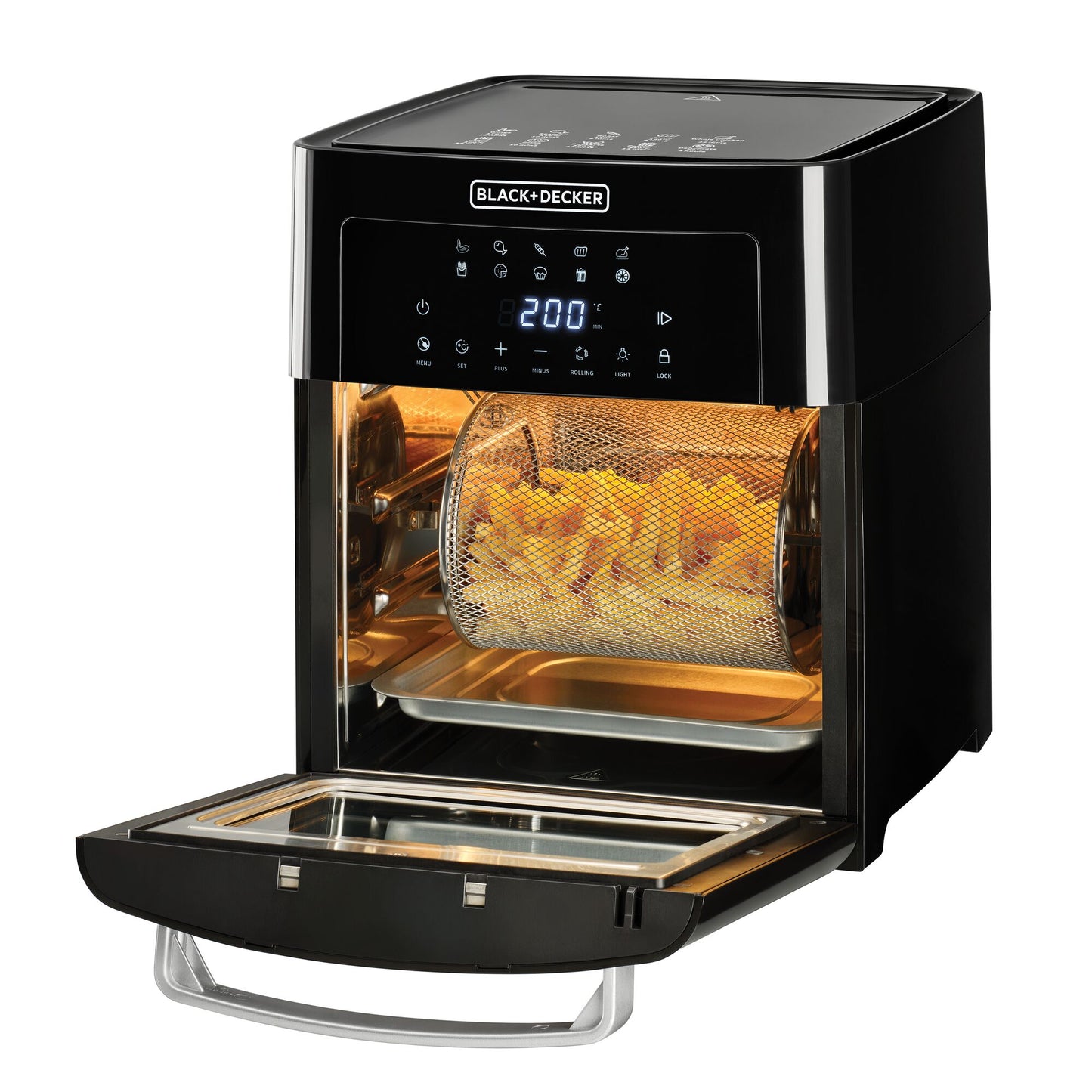 BLACK & DECKER 15L Air Fryer Oven - 1700W Power, Digital Touch Control, 10 Preset Functions, Rapid Air Convection - Perfect for Large Meals, Smokeless Cooking - AOF150-B5