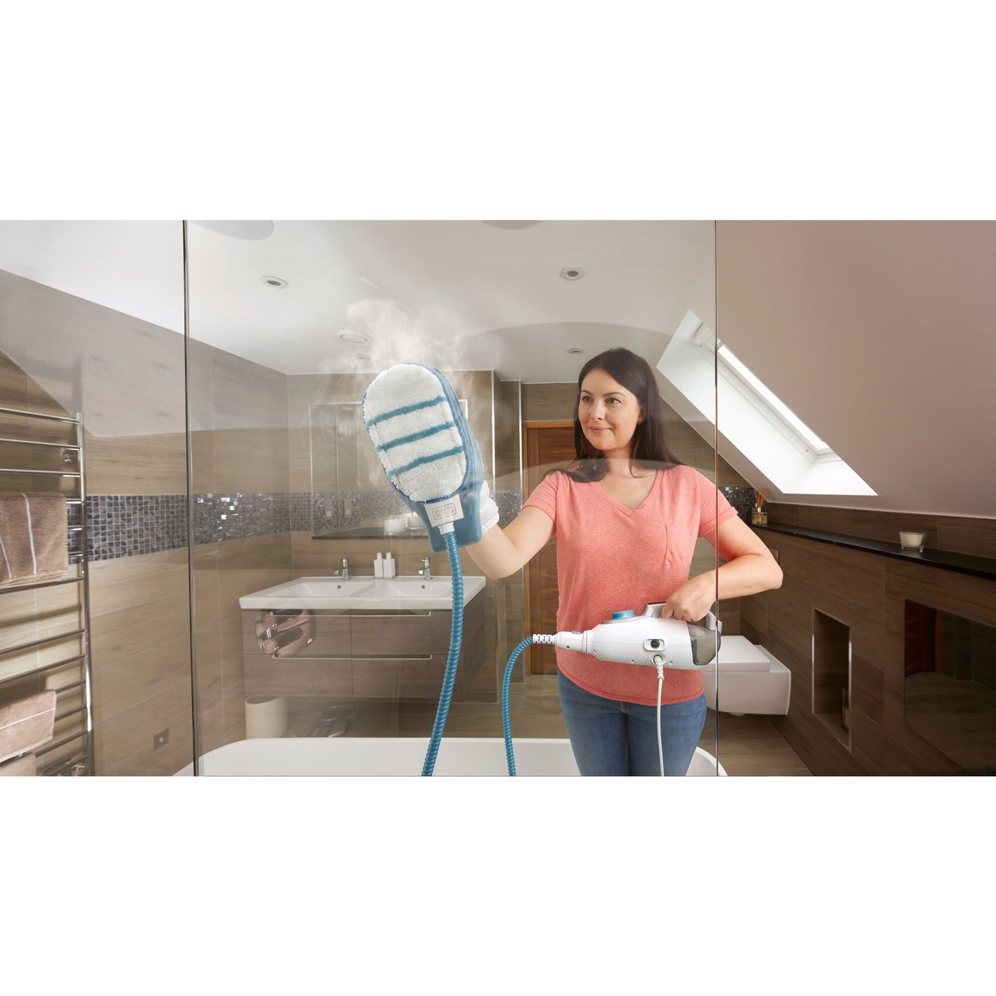 BLACK & DECKER 1600W 500ml Steam Mop 2in1, 8m Cord and 20sec HeatUp Time For Floor, Handheld Mode Kills 99.9% Germs With Super Heated Steam, That Cleanes &Sanitizes- BHSM1610DSM-GB