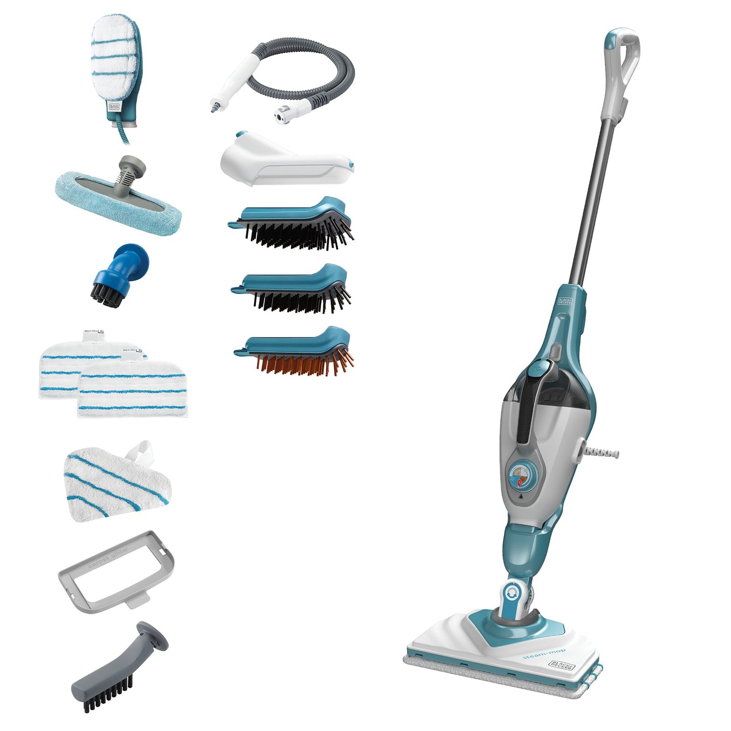 BLACK & DECKER 1600W 500ml Steam Mop 2in1, 8m Cord and 20sec HeatUp Time For Floor, Handheld Mode Kills 99.9% Germs With Super Heated Steam, That Cleanes &Sanitizes- BHSM1610DSM-GB