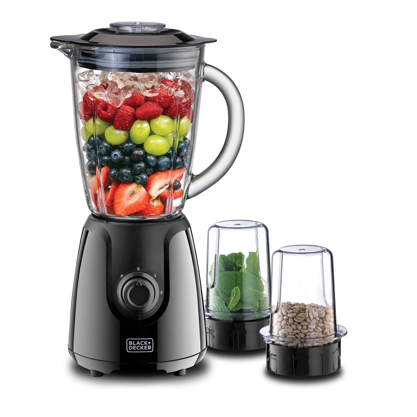 BLACK & DECKER Blender with Grinder Mills, 400W Power, 1.5L with 300ml 2 Grinding Mills, Stainless Steel Blades and Two Pulse Control for Fine and Grinding of Coffee Herbs-BX440-B5
