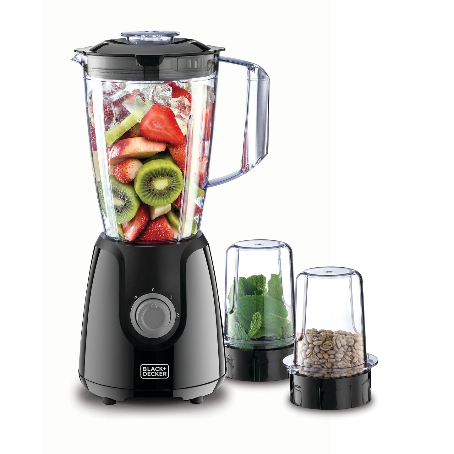 BLACK & DECKER Blender with Grinder Mills, 400W Power, 1.5L with 300ml 2 Grinding Mills, Stainless Steel Blades and Two Pulse Control for Fine and Grinding of Coffee Herbs-BX440-B5
