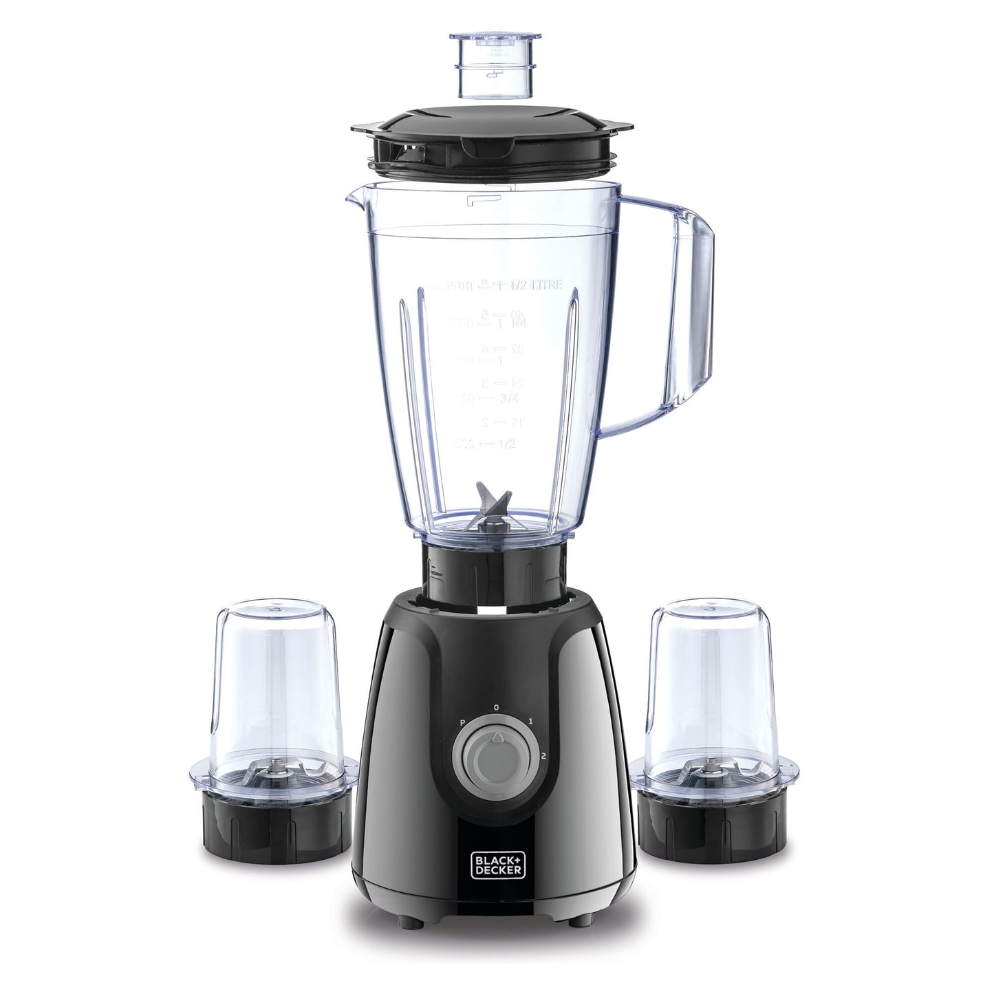 BLACK & DECKER Blender with Grinder Mills, 400W Power, 1.5L with 300ml 2 Grinding Mills, Stainless Steel Blades and Two Pulse Control for Fine and Grinding of Coffee Herbs-BX440-B5