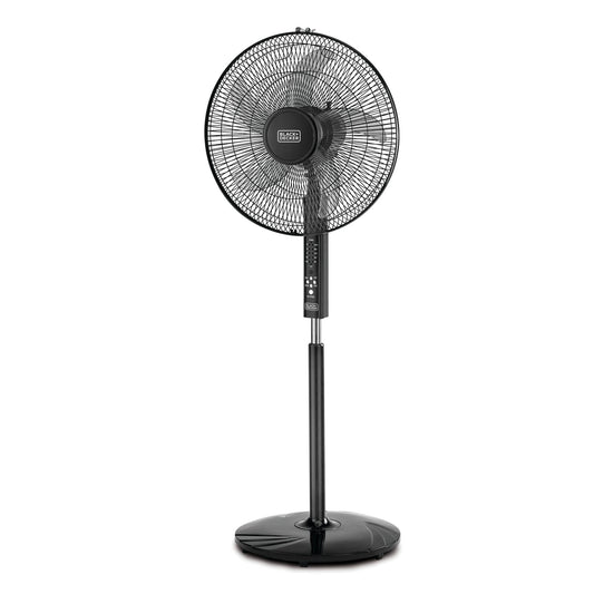 BLACK & DECKER  60W Stand Fan 16 Inch Fan Diameter 90 ° Wide Swing, 3 Speeds Low/Medium/High Plus Modes And 5AS Blade With Remote Control For The Perfect Temperature FS1620R-B5