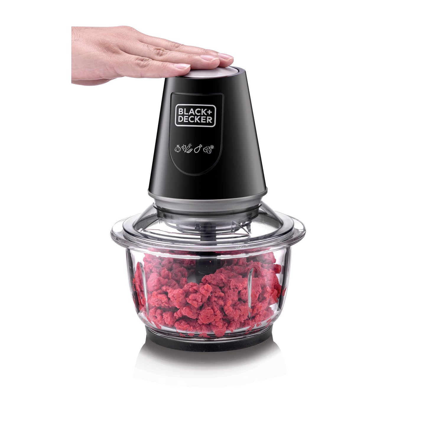 BLACK & DECKER Vertical Glass Chopper and Mincer with Pulse-Speed function, 400W 1.2L XXL Glass Bowl Capacity With Removable Four Blade System Helps, Chop, ice crush, Mince, Grind and Puree - GC400-B5