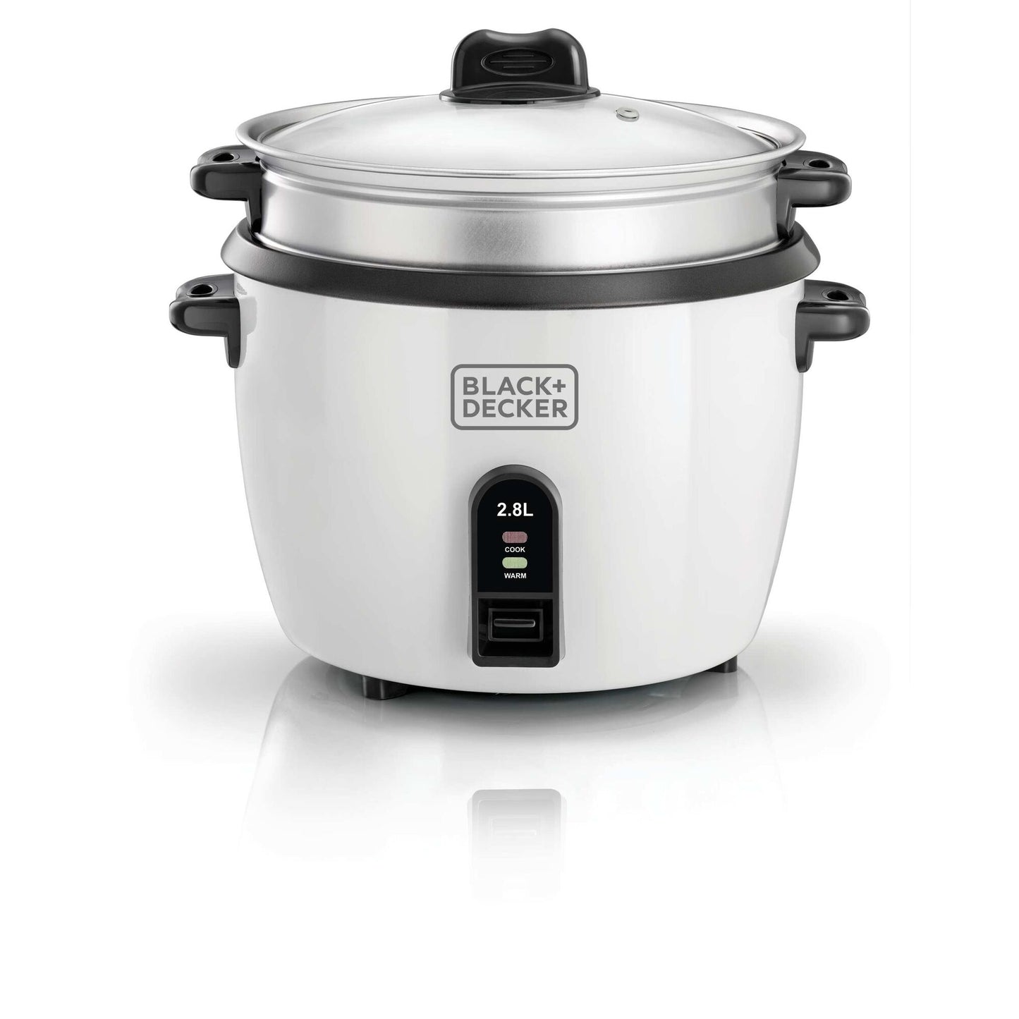BLACK & DECKER Rice Cooker 1100W, White, 2.8 Litres - RC2850-B5