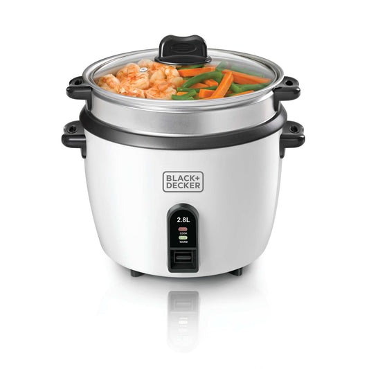 BLACK & DECKER Rice Cooker 1100W, White, 2.8 Litres - RC2850-B5