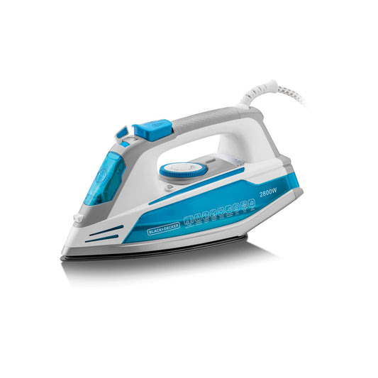 BLACK & DECKER 2800W Digital Steam Iron, 2 way auto shut-off anti drip, anodized sole plate variable steam iron, blue - X2800-B5