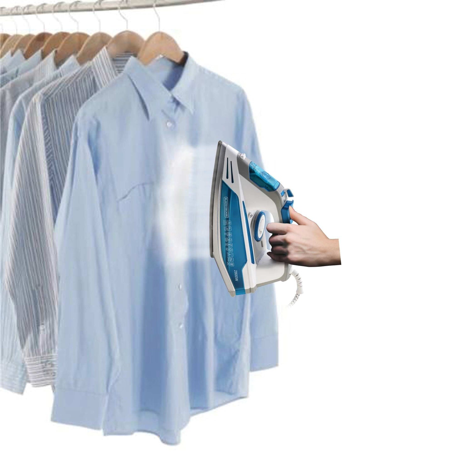 BLACK & DECKER 2800W Digital Steam Iron, 2 way auto shut-off anti drip, anodized sole plate variable steam iron, blue - X2800-B5