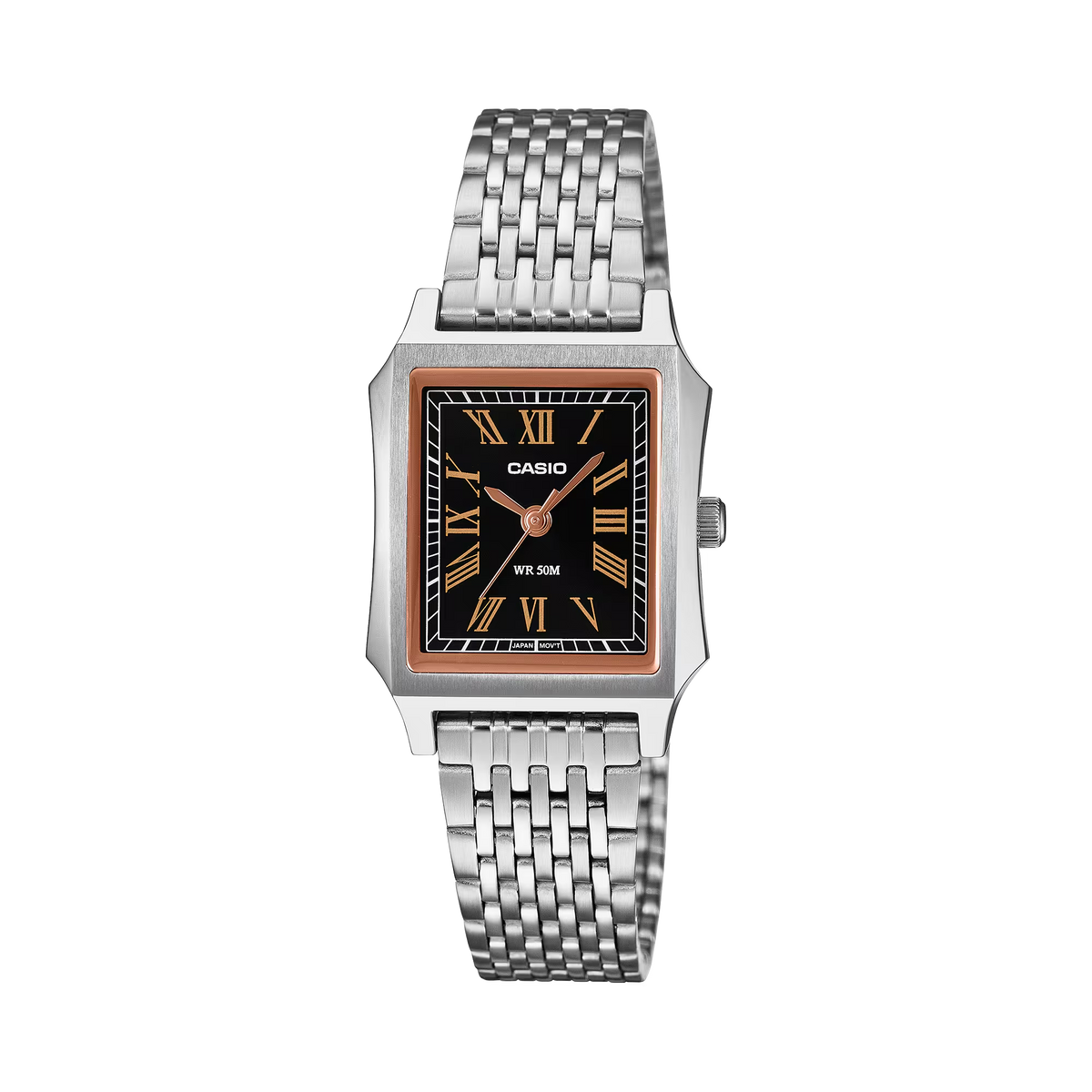 Casio LTP-B190D-1BVDF Women's Silver Stainless Steel Watch with Black Dial