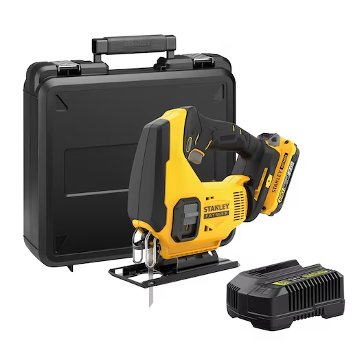 STANLEY V20 CORDLESS JIGSAW WITH 1 2.0AH BATTERY, 1 CHARGER AND KIT BOX