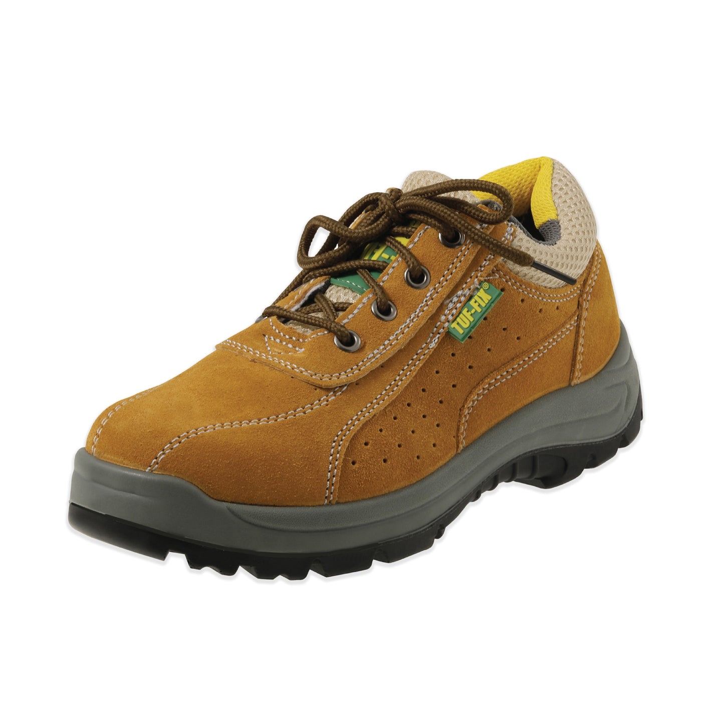 KP3808 TUF-FIX HONEY COLOURED SAFETY SHOES HIGH ANKLE SUEDE LEATHER UPPER AND DOUBLE DENSITY POLYURETHANE SOLE