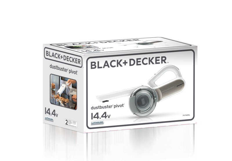 BLACK & DECKER Cordless Handheld Portable Vacuum Cleaner 14.4 V 1.5 Ah Li-Ion Battery 27.5 Air Watts Suction Power Champagne/White- PV1420L-B5
