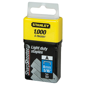 STANLEY 8MM TYPE A, LIGHT DUTY STAPLES (PACK OF 1000PCS)