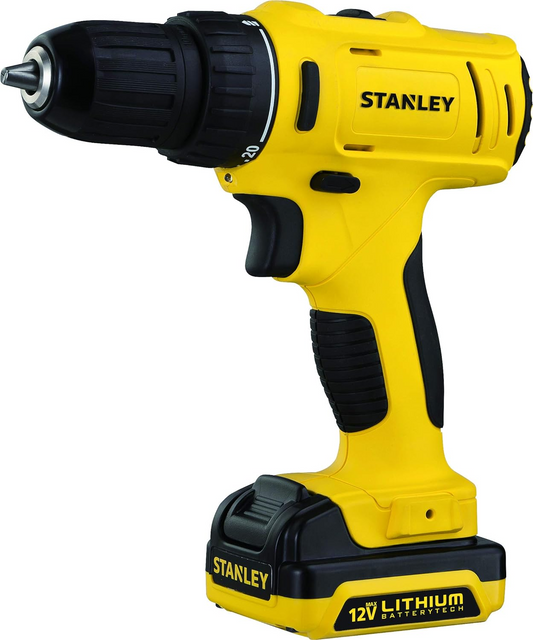 STANLEY 12V LI-ION COMPACT DRILL DRIVER WITH 2 BATTERIES AND CHARGER