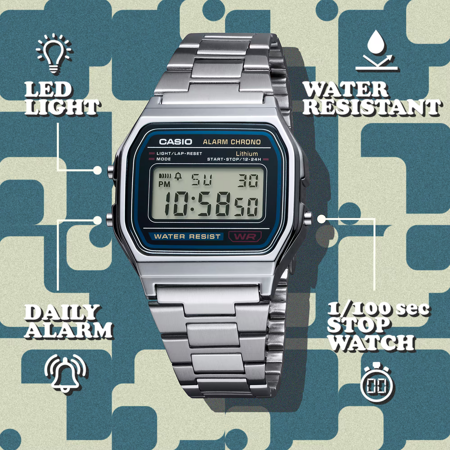 CASIO VINTAGE DIGITAL UNISEX WATCH A158WA-1DF