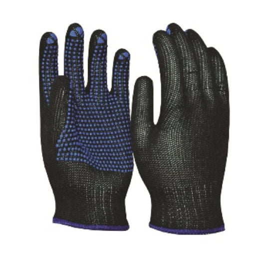 CG011-DOUBLE SIDE PVC DOTTED GLOVES BLUE COTTON
