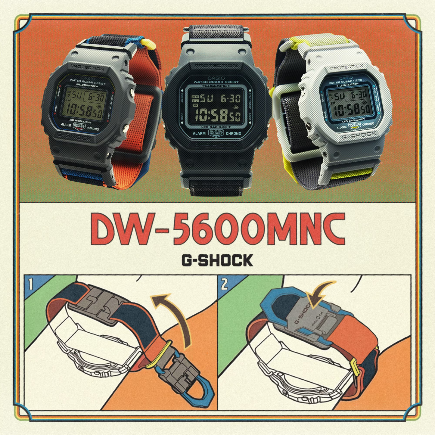 G-SHOCK Men Magnetic Cloth Digital Watch DW-5600MNC-8A2DR