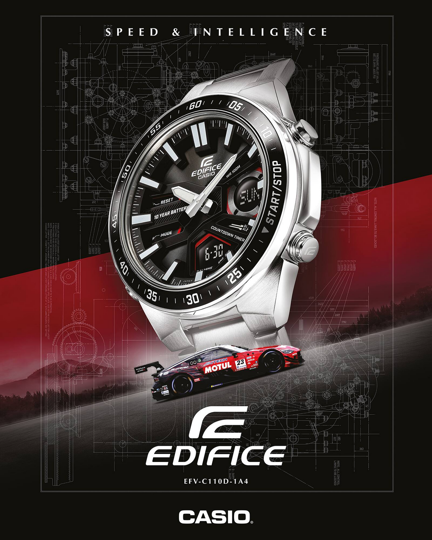 EDIFICE STANDARD ANALOG-DIGITAL MEN WATCH EFV-C110D-1A4VDF