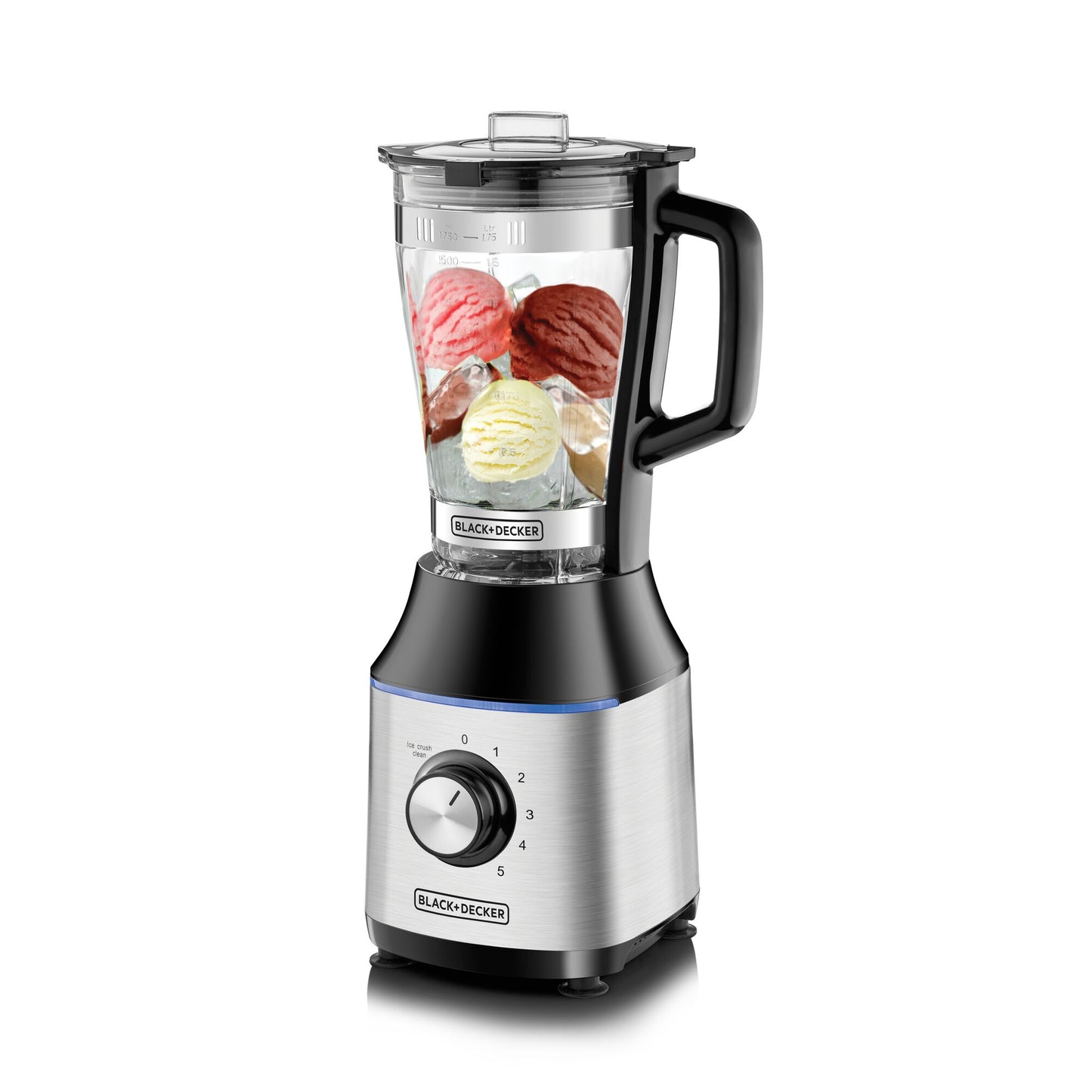 BLACK & DECKER 700W High Speed Premium Blender with Glass Jar Black/Silver BX650G-B5