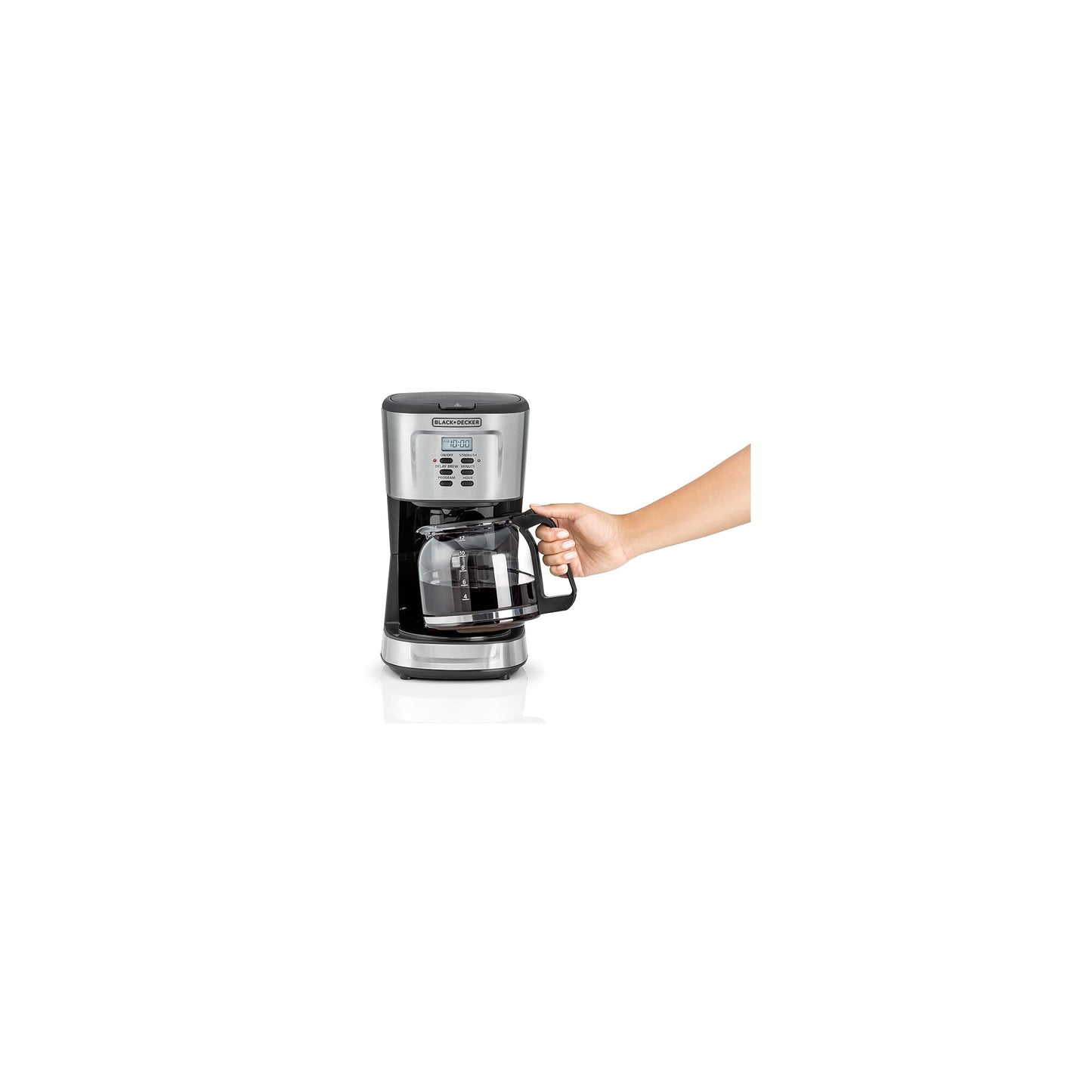 BLACK & DECKER 900W 12 Cup 24 Hours Programmable Coffee Maker With 1.5L Glass Carafe And Keep Warm Feature For Drip Coffee And Espresso, Black - Dcm85-B5