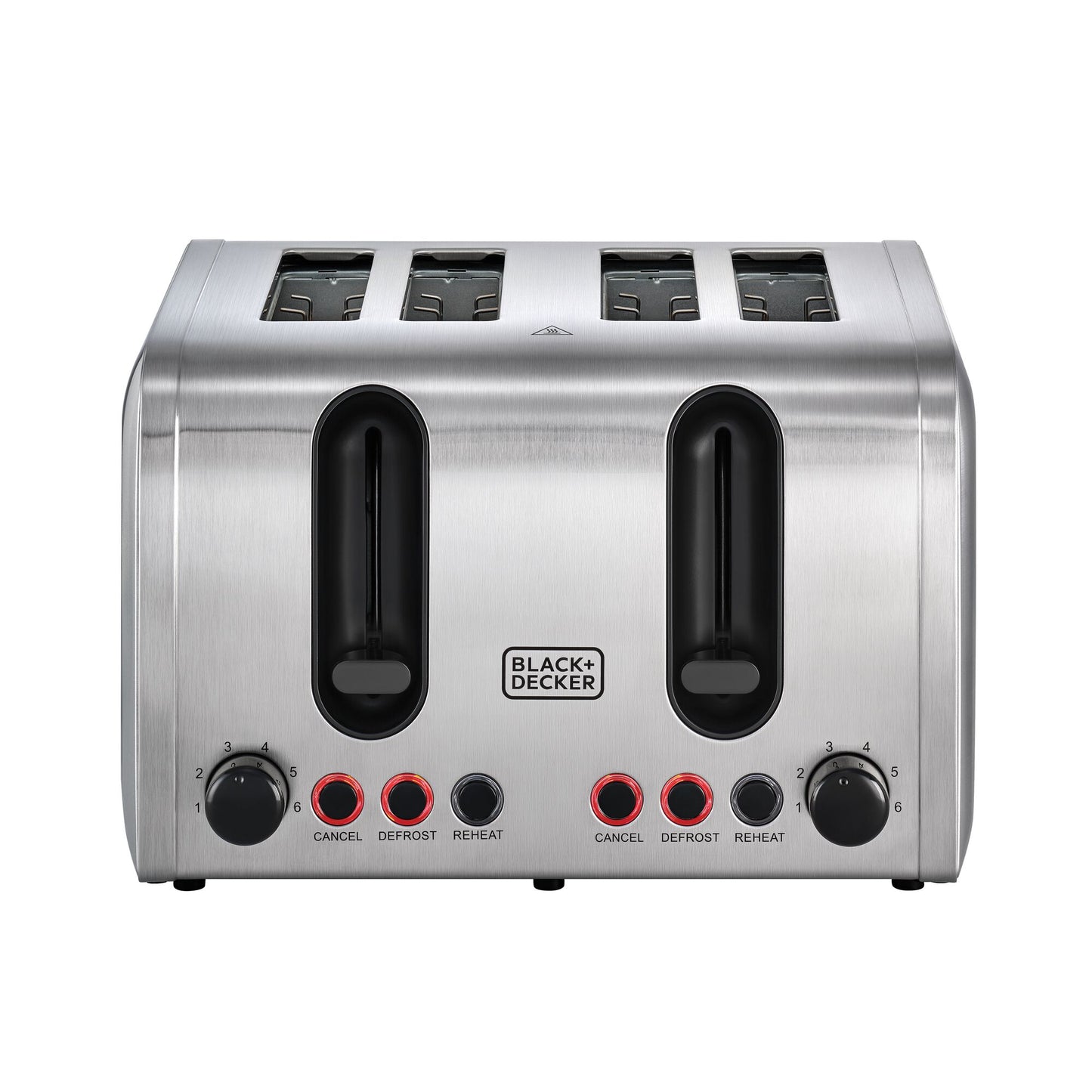 BLACK & DECKER 4-Slice Toaster, 2100W, Double-Side Heating, 6- Browning settings, Defrost,Reheated&Cancel function,Wide Slots, Dual Independent Browning, Removable Crumb Tray, Stainless steel-ET444-B5