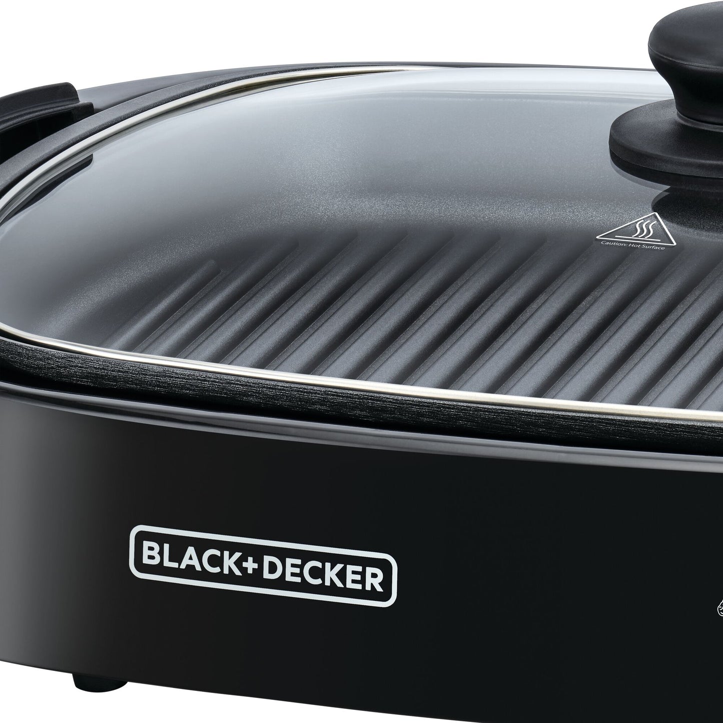 BLACK & DECKER 1500W, Electric Health Grill, Large Family Sized,Non Stick Griddle with Glass Lid,5- Level Temp Control, Cool Touch Handles, Efficient Fat Draining and Dishwasher Safe - GH1500-B5