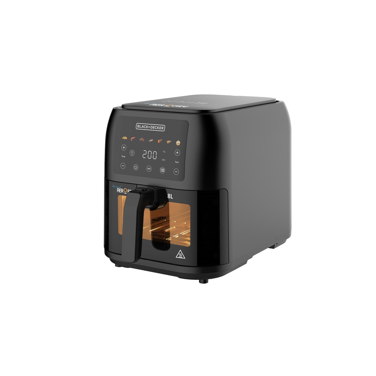 BLACK & DECKER 1700W Air Fryer - 8L Capacity, Digital Touch Control, 7 Preset Functions, Adjustable Temp Timer, Rapid Air Convection, Shake Alert, Removable Crisper Plate - SAF80-B5.