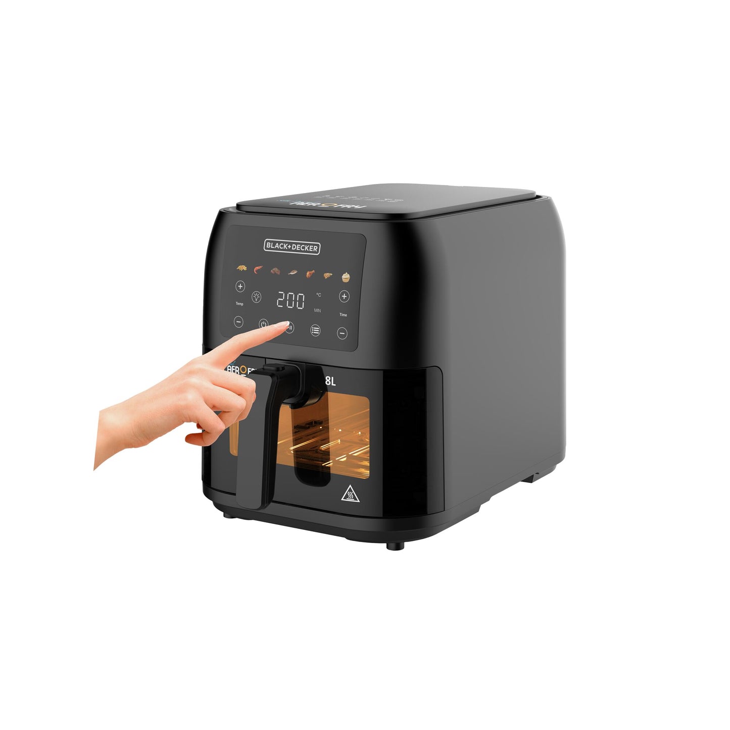 BLACK & DECKER 1700W Air Fryer - 8L Capacity, Digital Touch Control, 7 Preset Functions, Adjustable Temp Timer, Rapid Air Convection, Shake Alert, Removable Crisper Plate - SAF80-B5.