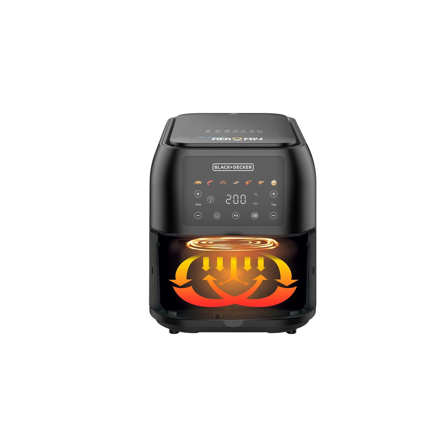 BLACK & DECKER 1700W Air Fryer - 8L Capacity, Digital Touch Control, 7 Preset Functions, Adjustable Temp Timer, Rapid Air Convection, Shake Alert, Removable Crisper Plate - SAF80-B5.