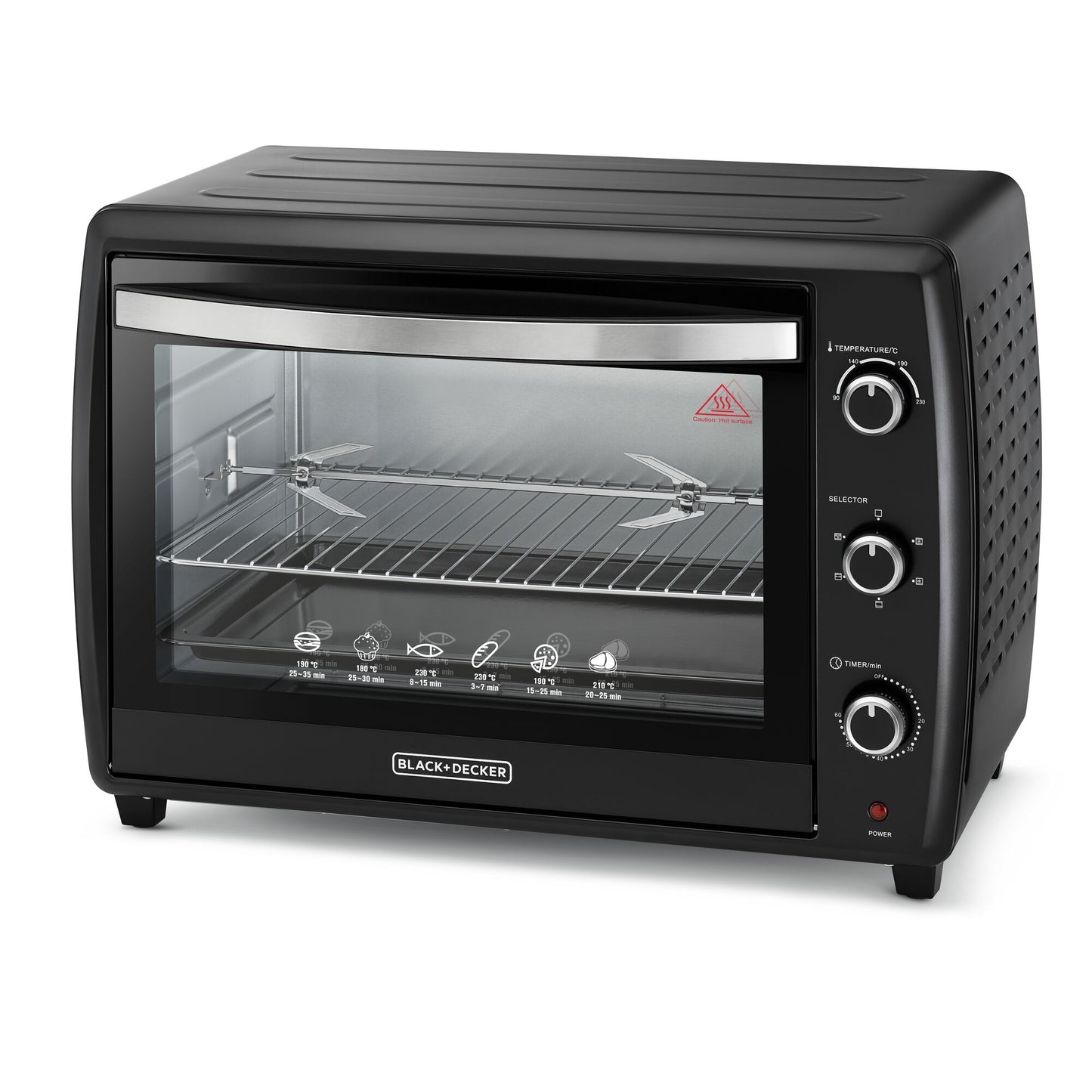 BLACK & DECKER 2200W 70L Toaster Oven 90-230 Temp Setting, Double Grill With Convection And Glass Door For Safety+Multiple Accessories Toasting Baking Broiling - TRO70RDG-B5