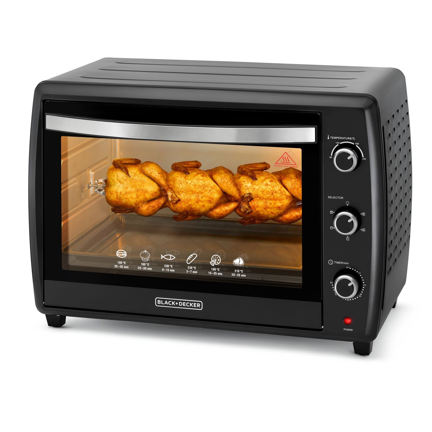 BLACK & DECKER 2200W 70L Toaster Oven 90-230 Temp Setting, Double Grill With Convection And Glass Door For Safety+Multiple Accessories Toasting Baking Broiling - TRO70RDG-B5