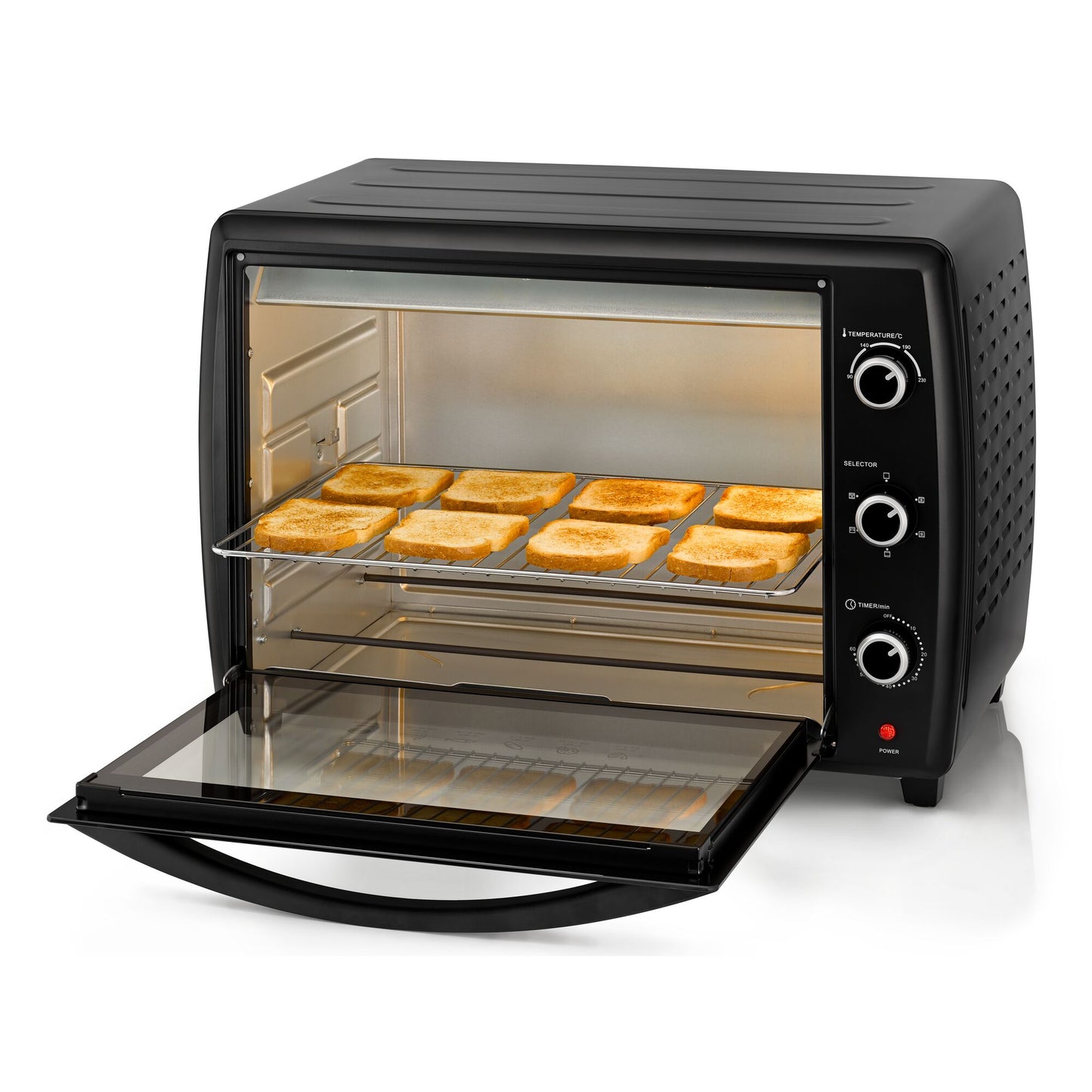 BLACK & DECKER 2200W 70L Toaster Oven 90-230 Temp Setting, Double Grill With Convection And Glass Door For Safety+Multiple Accessories Toasting Baking Broiling - TRO70RDG-B5