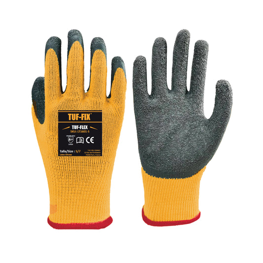 LT1601-"SAFETY GLOVES. LATEX GLOVES WITH KNIT WRIST 30% Cotton, 30% polyester,40% latex"