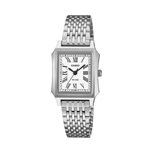 Casio LTP-B190D-7BVDF Women's Silver Stainless Steel Watch with White Dial