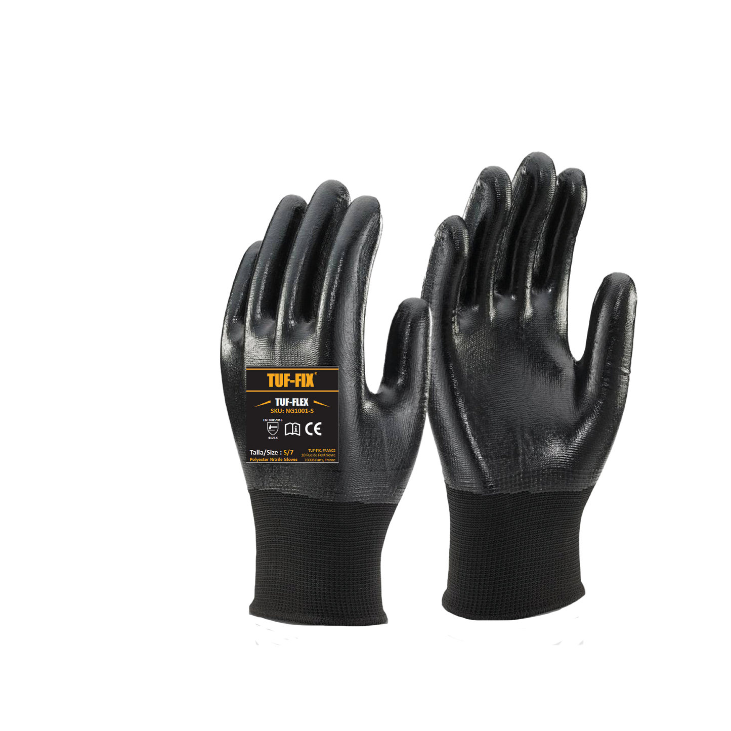 NG1001-"SAFETY GLOVES. POLYESTER NITRILE GLOVES WITH KNIT WRIST 50% Nitrile,50% Polyester"