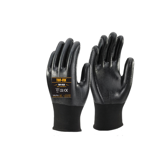NG1001-"SAFETY GLOVES. POLYESTER NITRILE GLOVES WITH KNIT WRIST 50% Nitrile,50% Polyester"