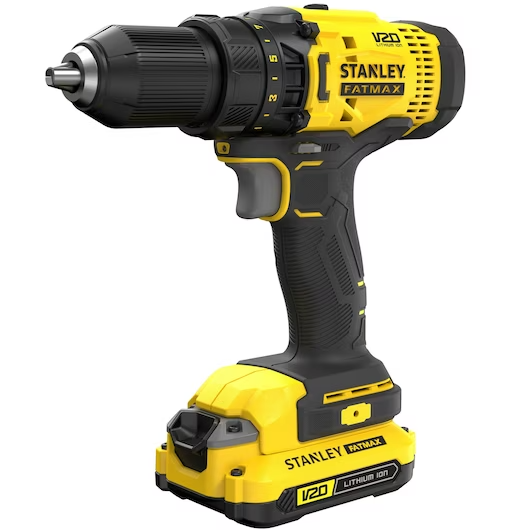STANLEY FATMAX V20 18V 1.5AH DRILL DRIVER WITH 2 BATTERIES AND CHARGER