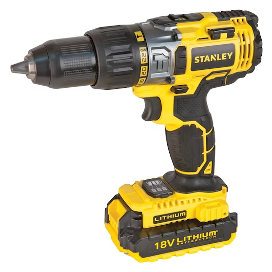 STANLEY 18V 2.0 AH LI-ION HAMMER DRILL WITH 2 BATTERIES AND CHARGER