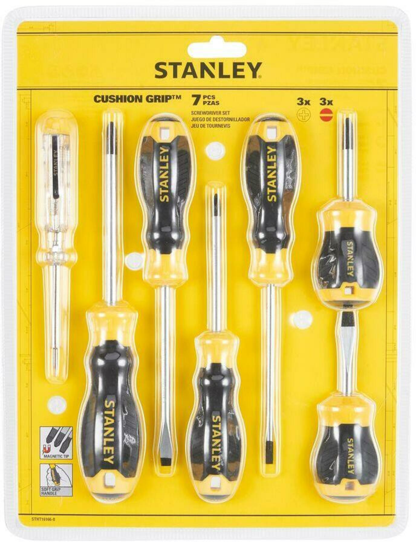 STANLEY CUSHION GRIP™ FLARED PHILLIPS SCREWDRIVER SET WITH VOLTAGE TESTER (6 PC.)