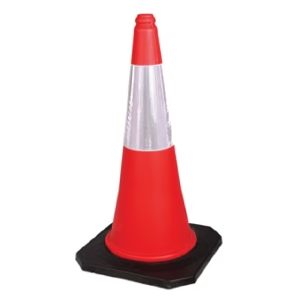 TCS1204H1 TRAFFIC CONE 100CM 49*49 BASE & WITH 1PC 32CM REFLECTIVE SLEEVE