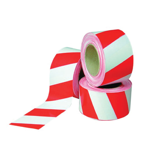 WT2041160Y-WARNING TAPE 7CMX160YARDX0.03MM DOUBLE SIDE PRINTING RED & WHITE