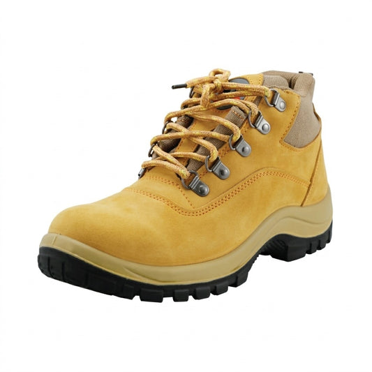 XZ81 TUF-FIX HONEY COLOURED SAFETY SHOES HIGH ANKLE SUEDE LEATHER UPPER AND POLYURETHANE SOLE